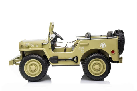 Image of 24V XXL Military Jeep for Kids | Green
