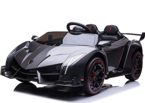 Image of 2021 Licensed Lamborghini Veneno Exotic Kids Car with Bluetooth | Charcoal with CF Accents - Elegant Electronix