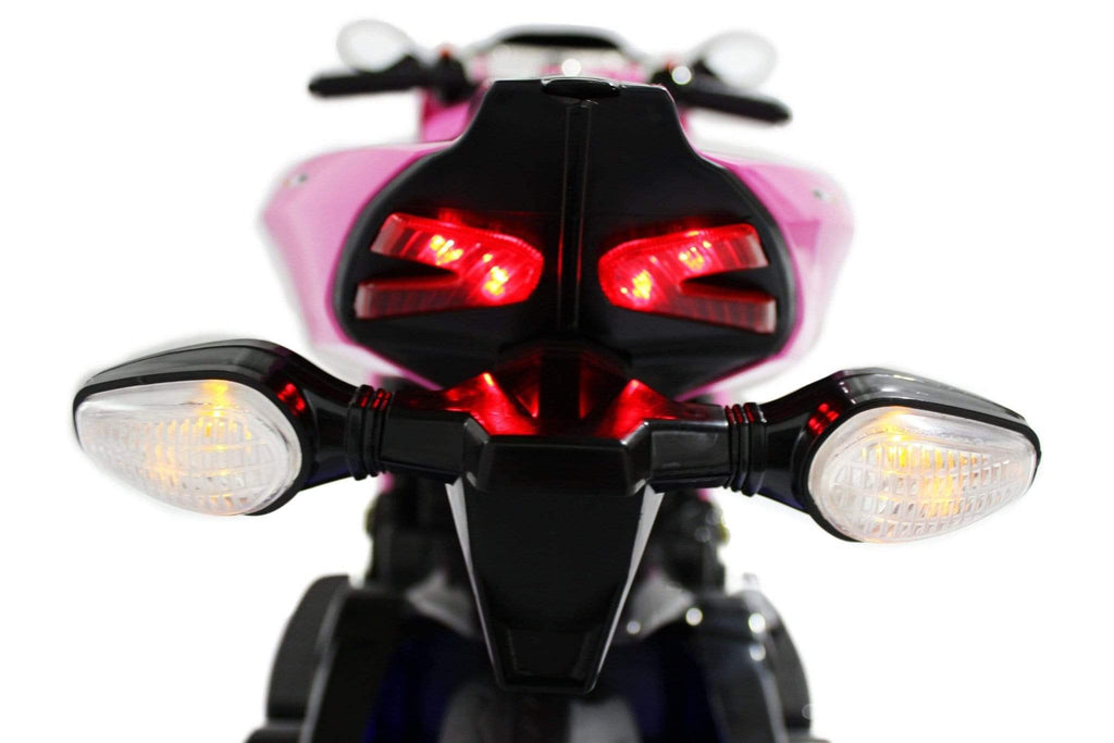 Ducati Style Kids Motorcycle with LED Wheels Electric Ride on Bike 12V | Pink - Elegant Electronix