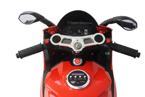 Image of Ducati Style Motorcycle with LED Wheels Electric Ride on Bike 12V | Red - Elegant Electronix