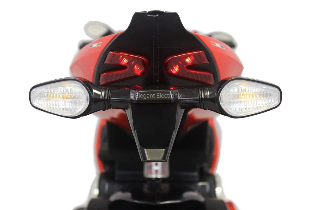 Ducati Style Motorcycle with LED Wheels Electric Ride on Bike 12V | Red - Elegant Electronix