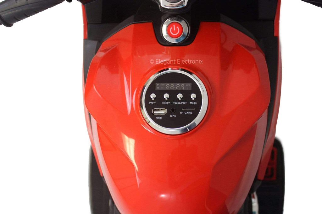 Ducati Style Motorcycle with LED Wheels Electric Ride on Bike 12V | Red - Elegant Electronix