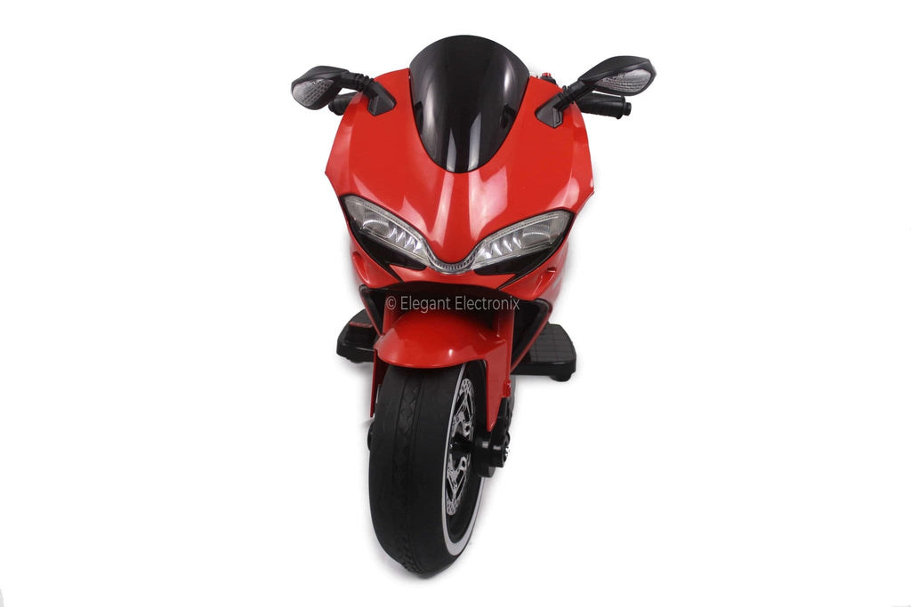 Ducati Style Motorcycle with LED Wheels Electric Ride on Bike 12V | Red - Elegant Electronix