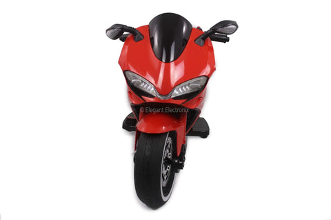 Image of Ducati Style Motorcycle with LED Wheels Electric Ride on Bike 12V | Red - Elegant Electronix