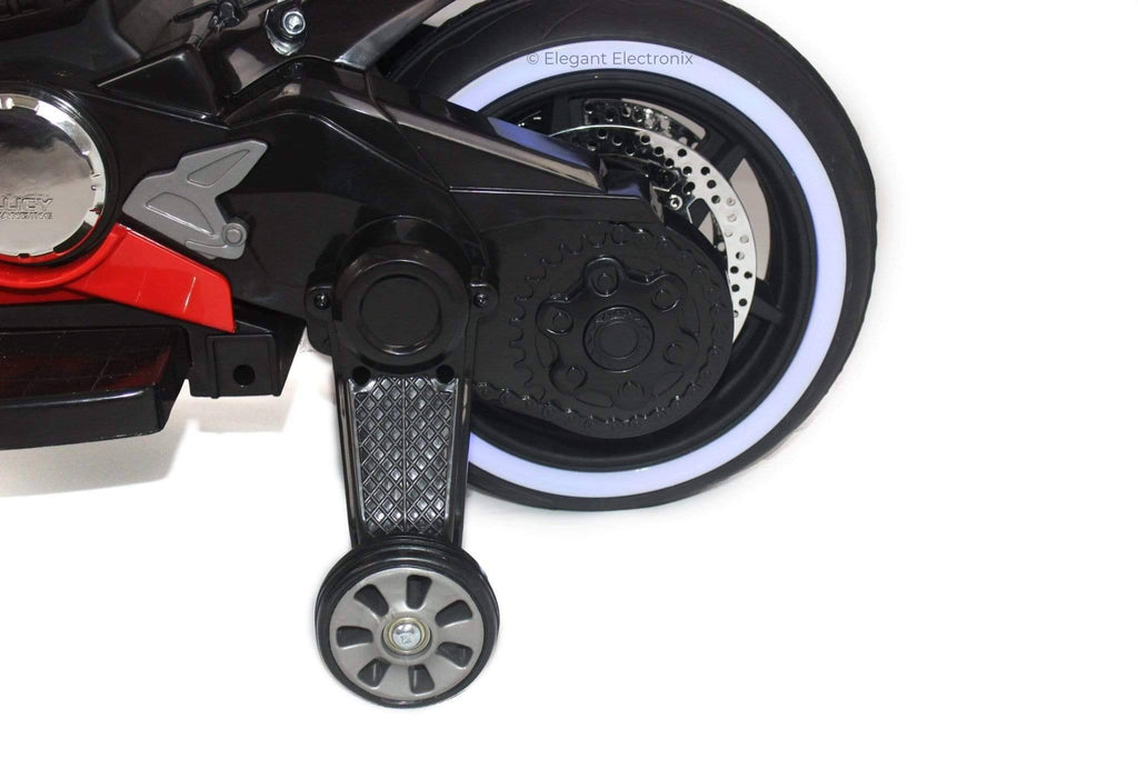 Ducati Style Motorcycle with LED Wheels Electric Ride on Bike 12V | Red - Elegant Electronix