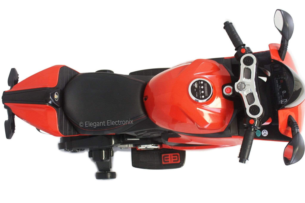 Ducati Style Motorcycle with LED Wheels Electric Ride on Bike 12V | Red - Elegant Electronix