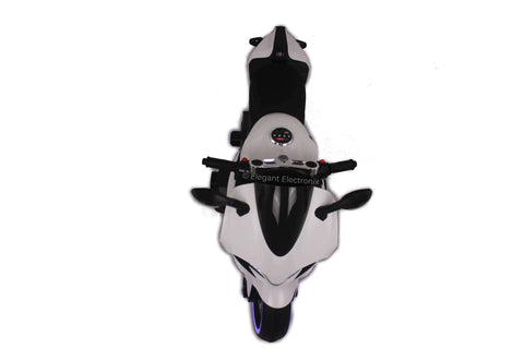 Image of Ducati Style Motorcycle with LED Wheels Electric Ride on Bike 12V | White - Elegant Electronix