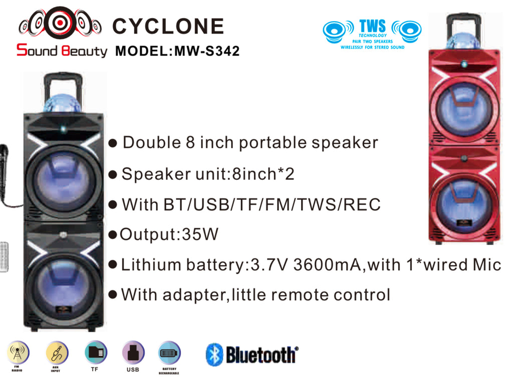 The Cyclone | Double 8 Bluetooth Karaoke Speaker