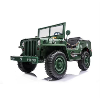 Image of 24V XL Military Jeep for Kids | Green