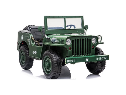 Image of 24V XXL Willys Military Jeep for Kids | Green