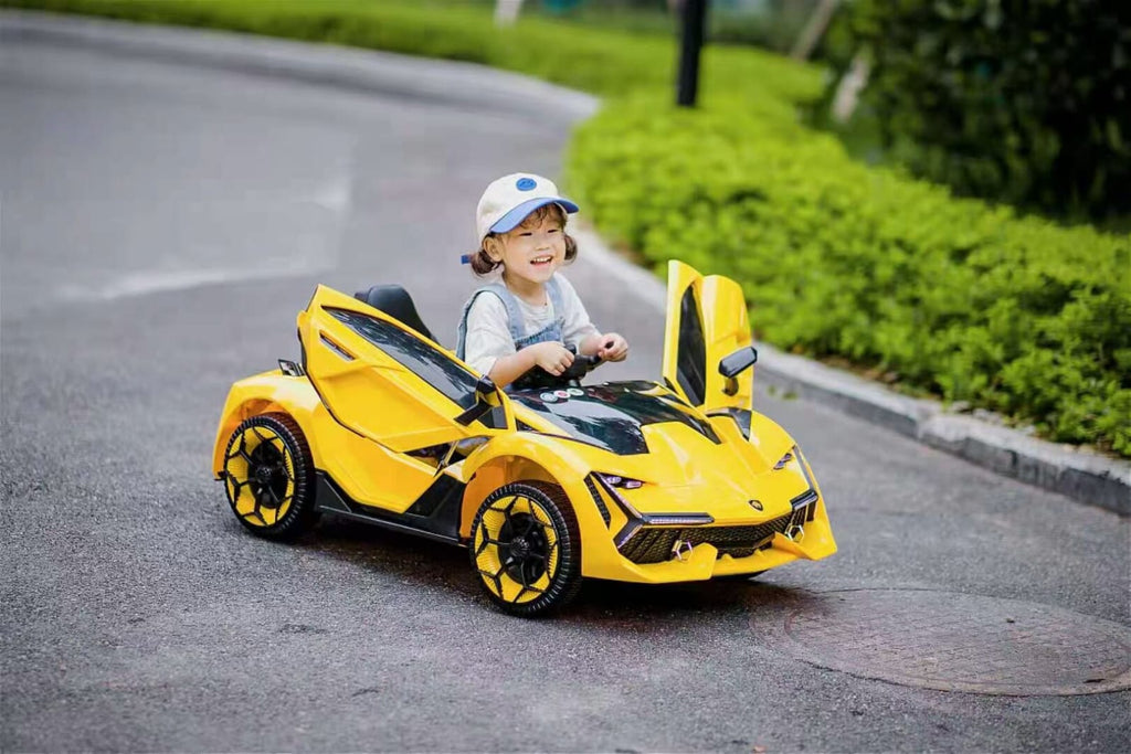 Lambo Style Ride on Car with Parental Remote Control 12V | Yellow