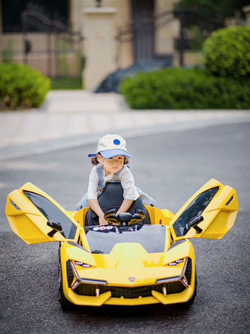 Image of Lambo Style Ride on Car with Parental Remote Control 12V | Yellow