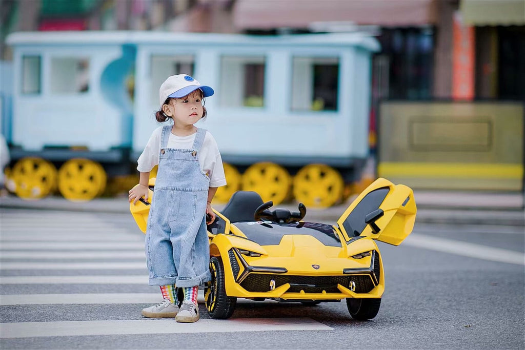 Lambo Style Ride on Car with Parental Remote Control 12V | Yellow