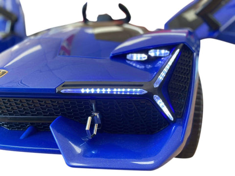 Image of Lambo Style Ride on Car with Parental Remote Control 12V | Blue - Elegant Electronix