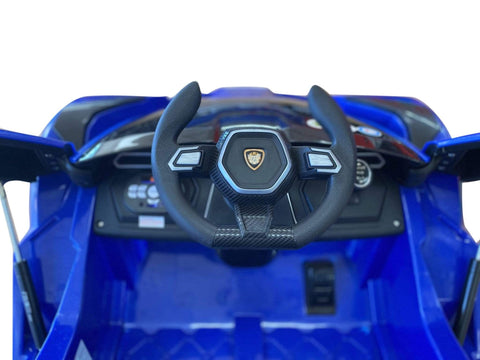 Image of Lambo Style Ride on Car with Parental Remote Control 12V | Blue - Elegant Electronix