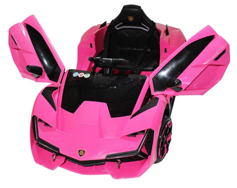 Image of Lambo Style Ride on Car with Parental Remote Control 12V | Pink - Elegant Electronix