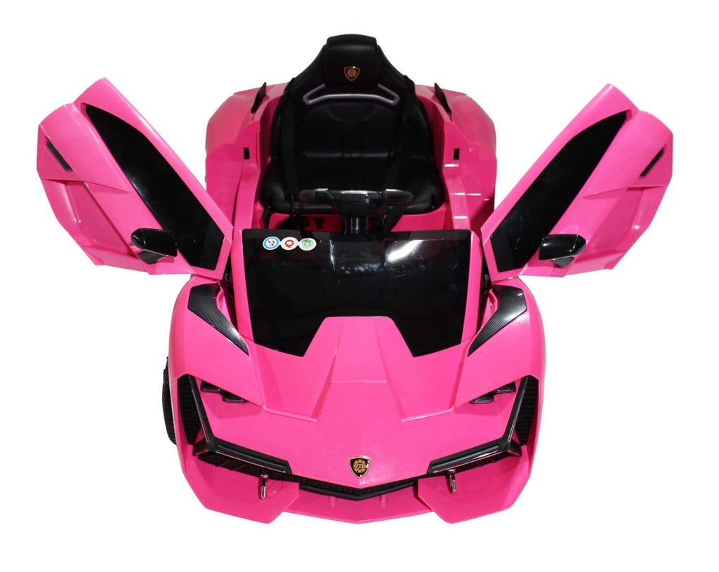 Lambo Style Ride on Car with Parental Remote Control 12V | Pink - Elegant Electronix