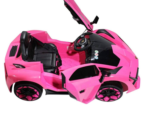 Image of Lambo Style Ride on Car with Parental Remote Control 12V | Pink - Elegant Electronix