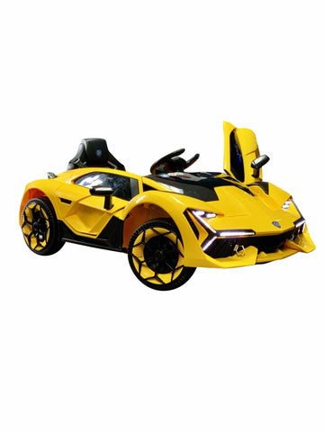 Image of Lambo Style Ride on Car with Parental Remote Control 12V | Yellow - Elegant Electronix