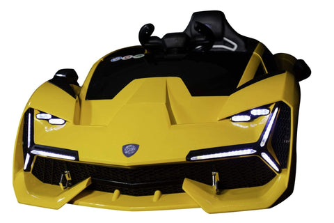 Image of Lambo Style Ride on Car with Parental Remote Control 12V | Yellow - Elegant Electronix