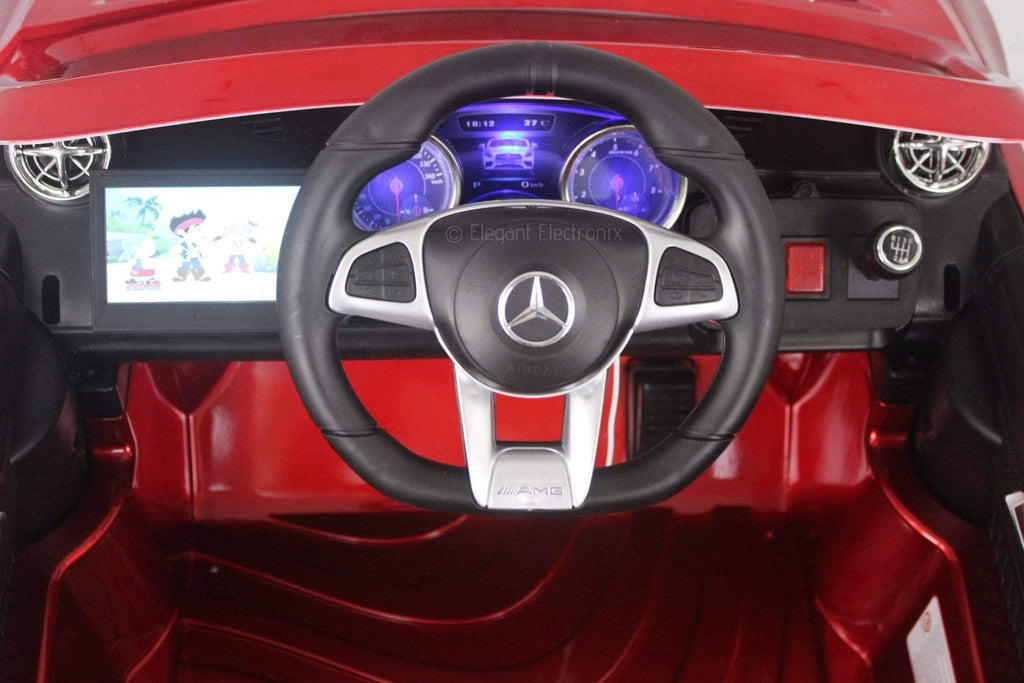 Licensed Metallic Mercedes AMG with Touch Screen TV and Remote Control 12V | Candy Apple Red - Elegant Electronix