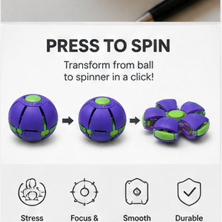 Image of Press-to-Spin Fidget Ball | The Viral Transforming Stress Relief Spinner