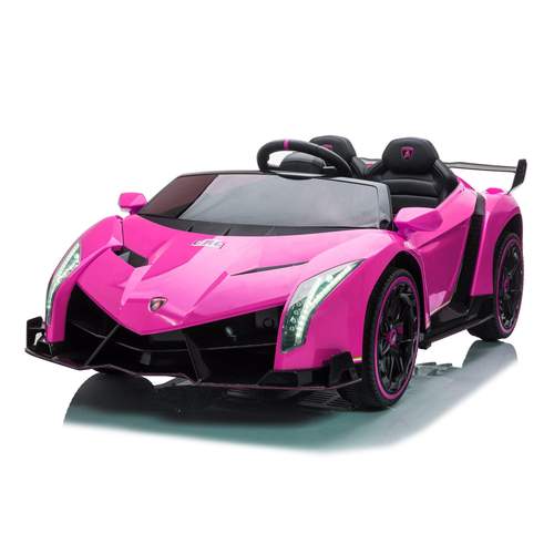 12V Licensed Lamborghini Veneno Exotic Kids Car with Bluetooth | Pink