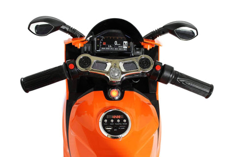 Ducati Style Kids Motorcycle with LED Wheels Electric Ride on Bike 12V | Orange - Elegant Electronix