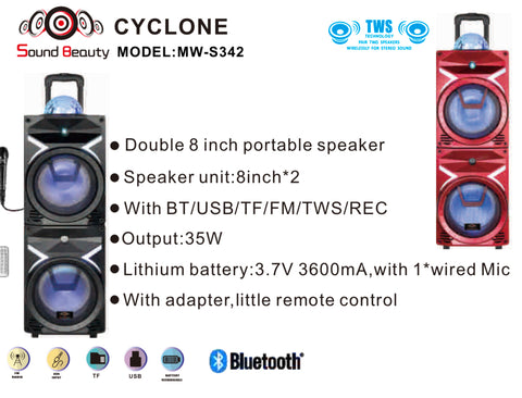The Cyclone | Double 8 Bluetooth Karaoke Speaker