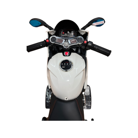 Image of Ducati Style Motorcycle with LED Wheels Electric Ride on Bike 12V | White