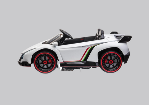 Image of 12V Licensed Lamborghini Veneno Exotic Kids Car with Bluetooth | White
