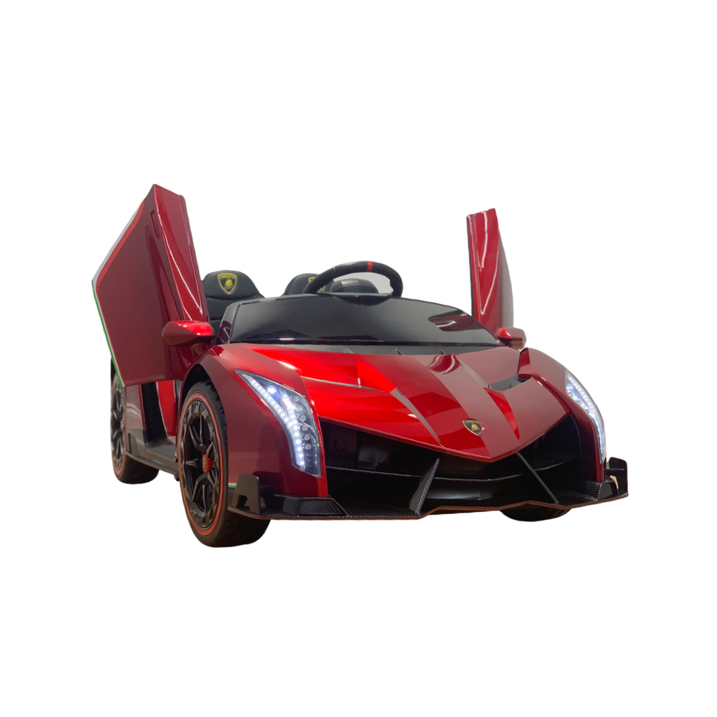 12V Licensed Lamborghini Veneno Exotic Kids Car with Bluetooth | Candy Apple Red