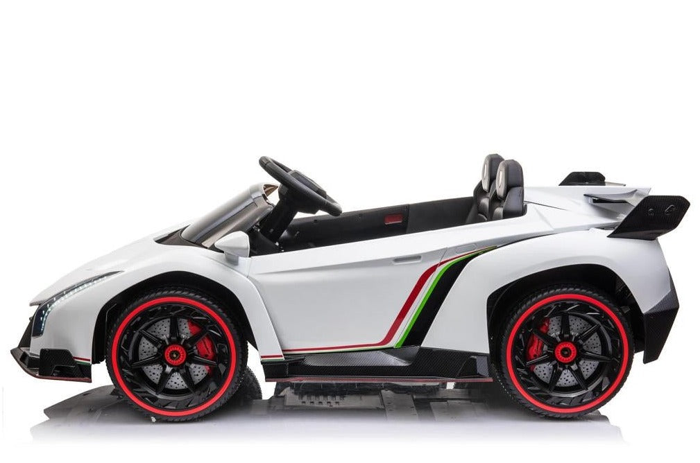 12V Licensed Lamborghini Veneno Exotic Kids Car with Bluetooth | White