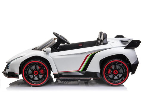 Image of 12V Licensed Lamborghini Veneno Exotic Kids Car with Bluetooth | White