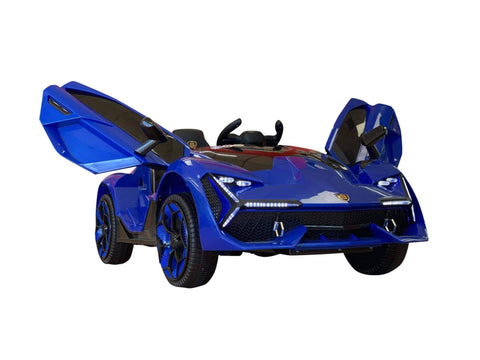 Image of Lambo Style Ride on Car with Parental Remote Control 12V | Blue - Elegant Electronix