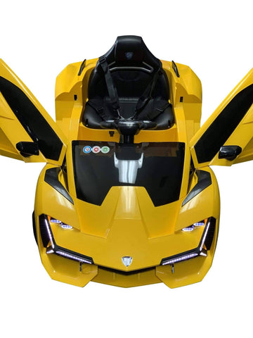Image of Lambo Style Ride on Car with Parental Remote Control 12V | Yellow - Elegant Electronix