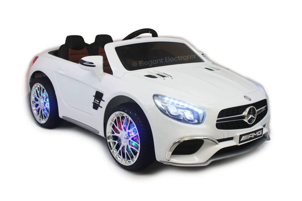 Licensed Metallic Mercedes AMG with Touchscreen TV and Remote Control 12V | White - Elegant Electronix